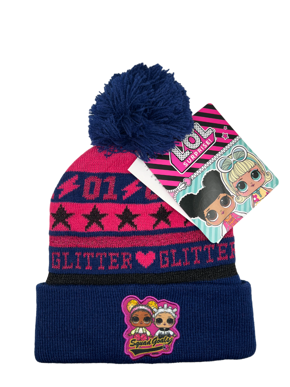 Kids' Glitter Beanie with Pom Pom