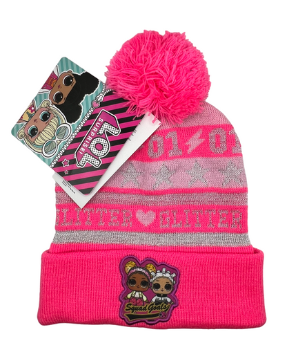 Kids' Glitter Beanie with Pom Pom