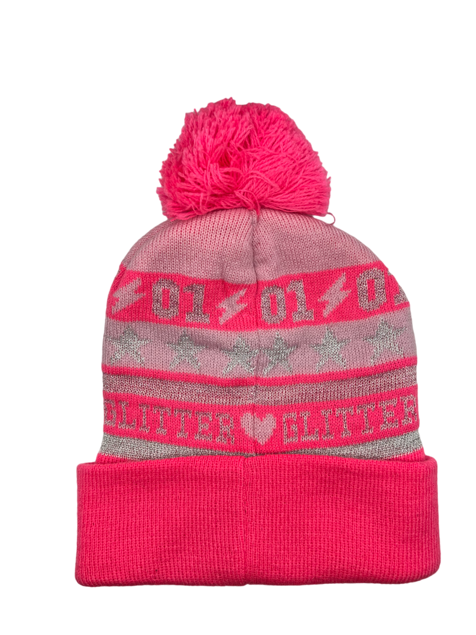 Kids' Glitter Beanie with Pom Pom