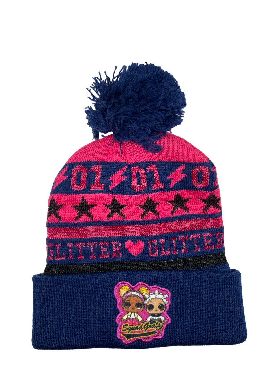 Kids' Glitter Beanie with Pom Pom